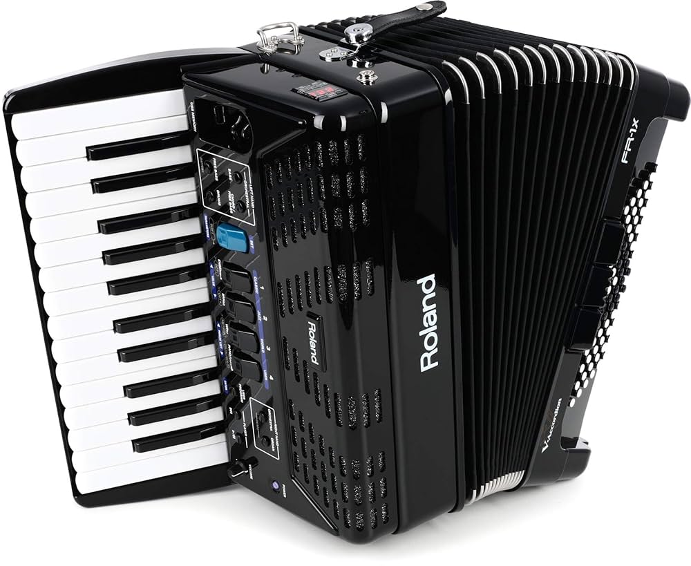 Roland FR-1X Vアコーディオン 黒 ストラップ付き Roland FR-1X Premium V-Accordion Lite with 26 Piano Keys and